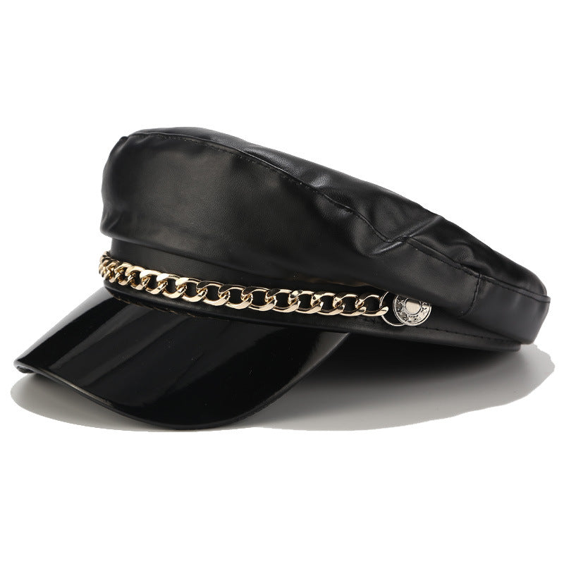 Wholesale Autumn Winter PU All-match Navy Cap